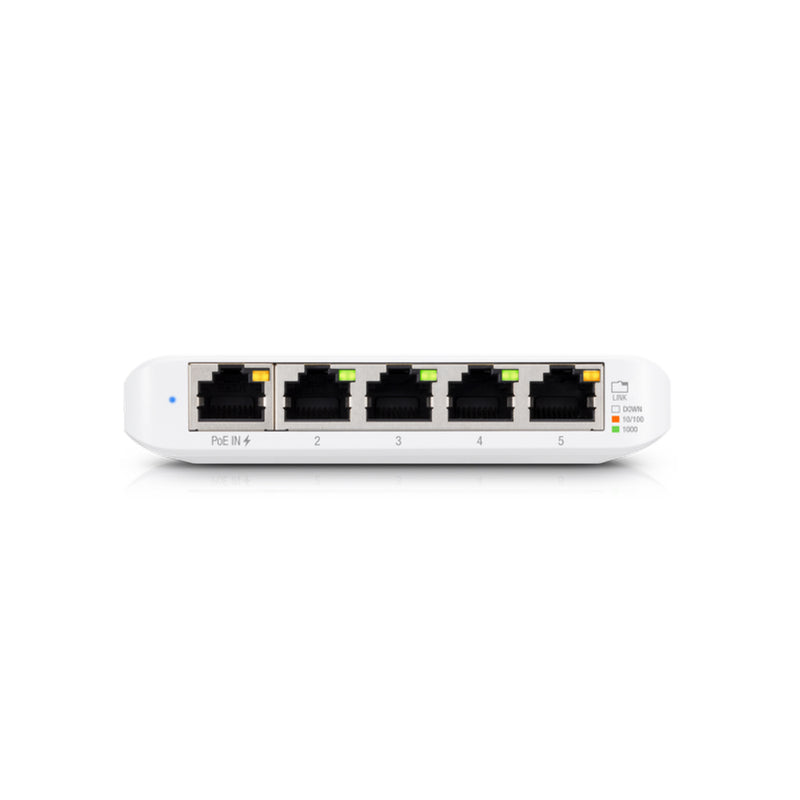 Ubiquiti UniFi Switch Flex Mini 5-Port Managed Gigabit Ethernet Switch Powered by 802.3af/at PoE or 5V, 1A USB-C Power Adapter - White