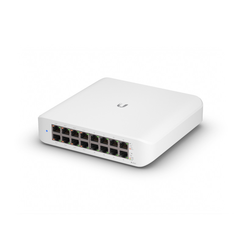 Ubiquiti UniFi Switch Lite Managed 16-port Gigabit Ethernet Switch with 8-port Auto-Sensing 802.3at PoE+ - White