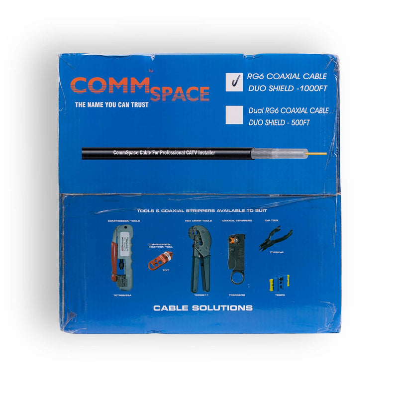 Commspace Rg6 18-gauge 3-GHz 60% Braid - 1000-ft - White
