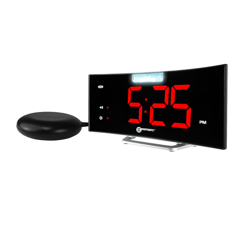 Geemarc Wake N Shake Curve Alarm Clock with Vibrating Pad - Black