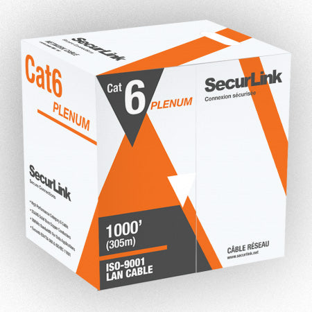 SecurLink Plenum Rated Cat6 550-MHz 8-Conductor 4-Pair 23-gauge Solid Pure Copper FT6 - 1000-ft Pull Box - White