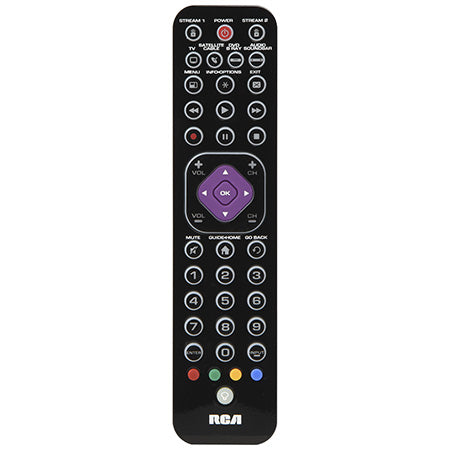 RCA 6 Device Ultra Thin Backlit Remote Control with Streaming Device Compatibility - Black